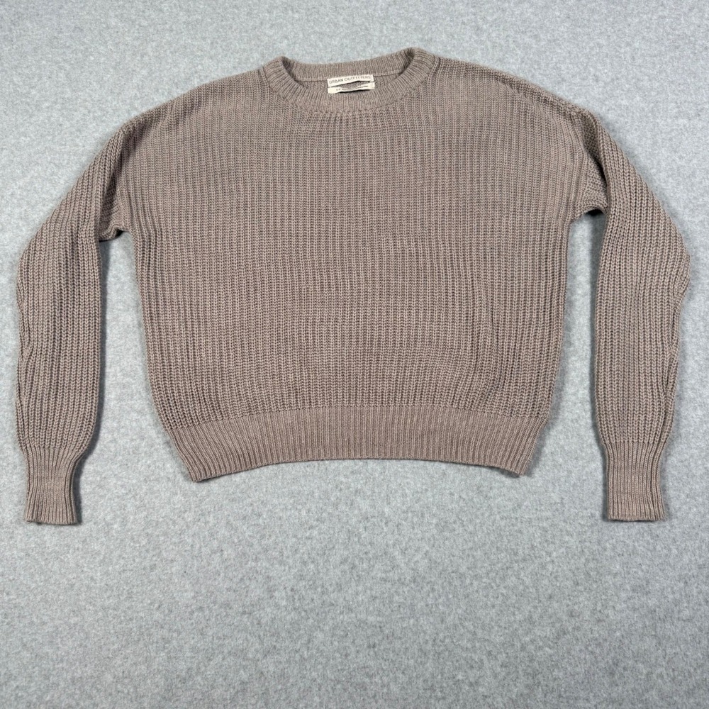 Urban Outfitters Shaker Stitch Crew Neck Sweater Taupe Brown Women Small S-P